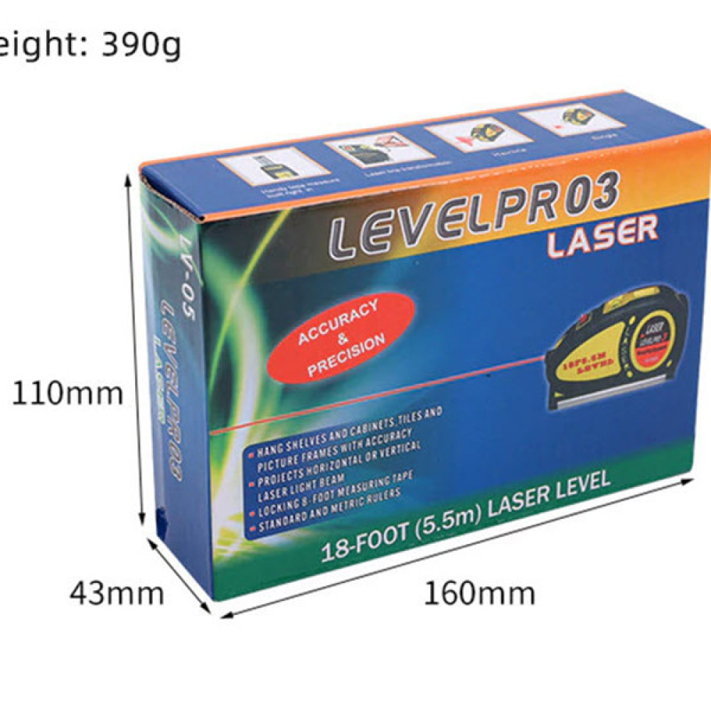 Лазерний рівень Level Pro3 Laser LV-05 з рулеткою 5,5 м