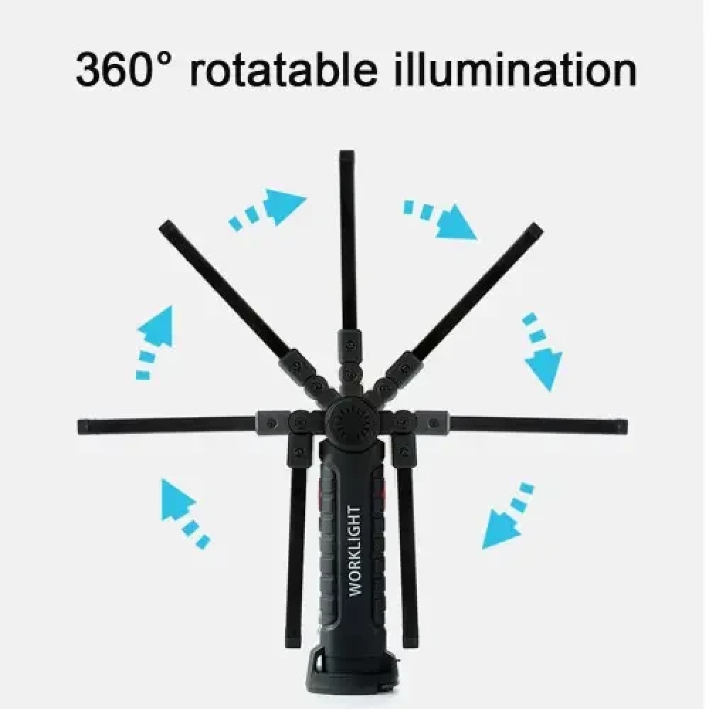 Фонарь кемпинговый с двойнвм шарниром с углами поворота до 180 град W-52-SMD+COB встроенный аккумулятор