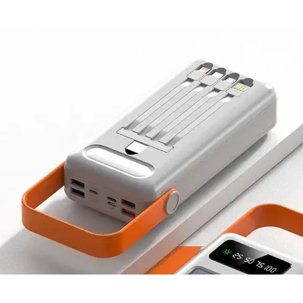 Зовнішній акумулятор Power Bank 60000mAh з LED ліхтарем і ручкою (1350 грамів)